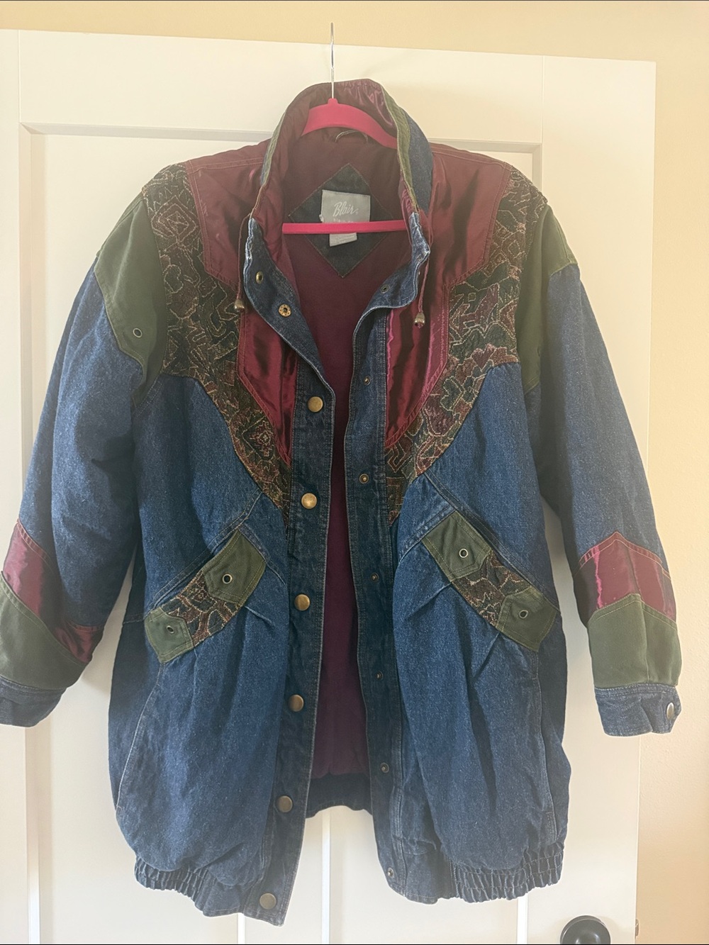 Vintage 90s Blair Patchwork Denim Jacket - size Large